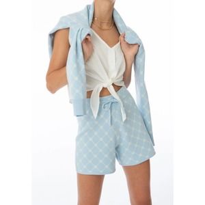 EllandEmm Blue Cloud Monogram Knit Shorts Size M